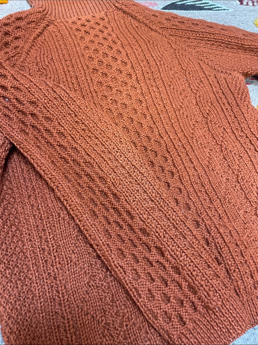 Vintage Handknit Rust Wool Fisherman’s Sweater